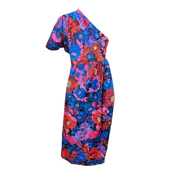 Kika Vargas Floral Print One Shoulder Dress NWT Size XS - Picture 3 of 4